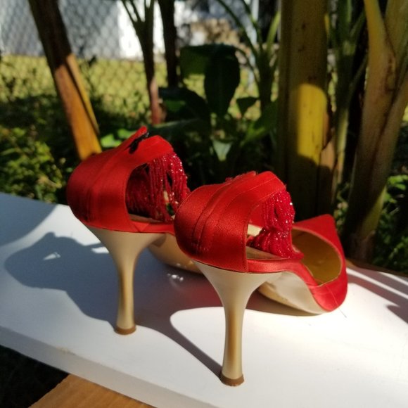 Giuseppe Zanotti RED Silk heel 8.5 Italy - Picture 3 of 6